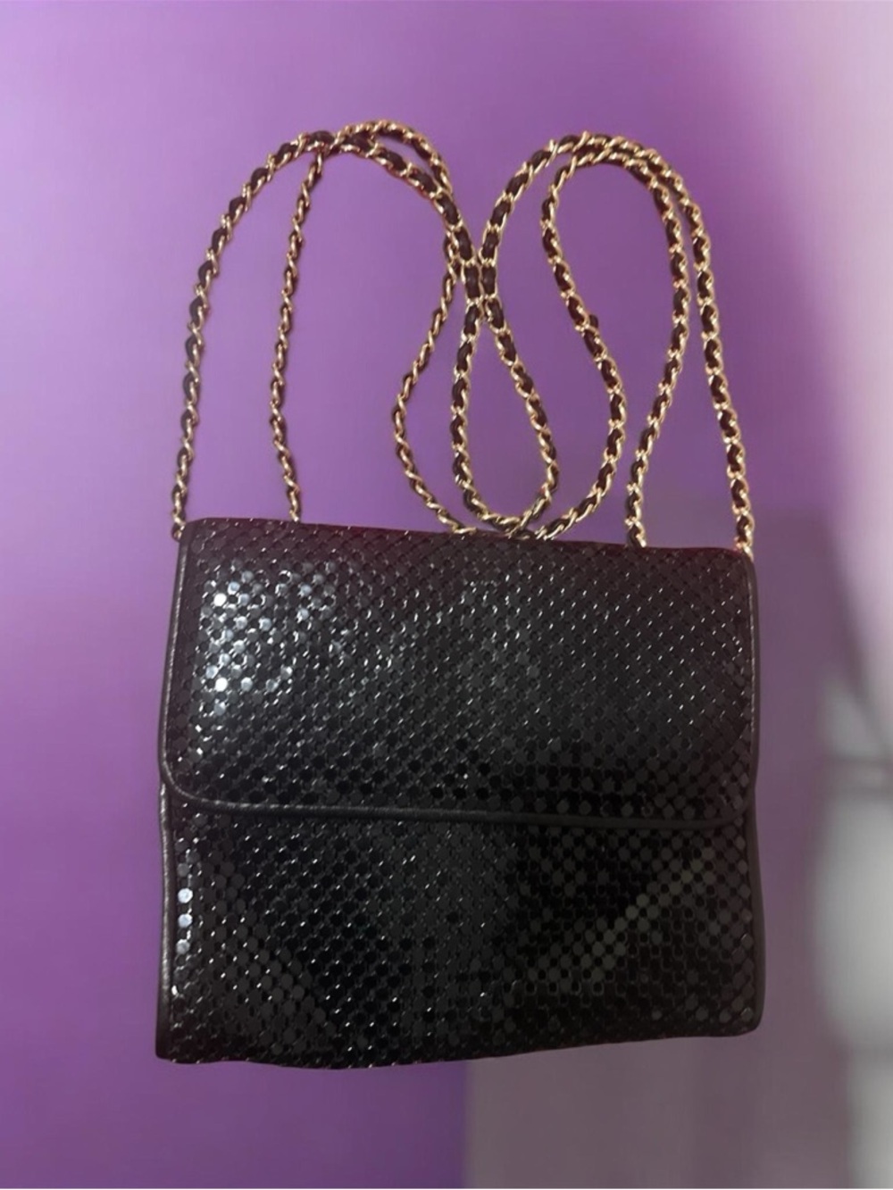 ✨ Vintage Whiting & Davis Black Mesh Shoulder Bag ✨